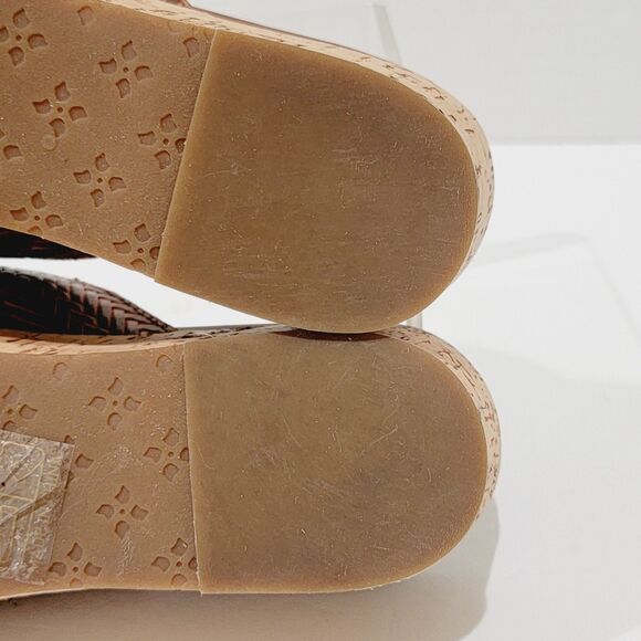 Patricia Nash Sandals Womens Size 8.5 M Luca Leather Slide Wedge Cognac Heels - Picture 14 of 16